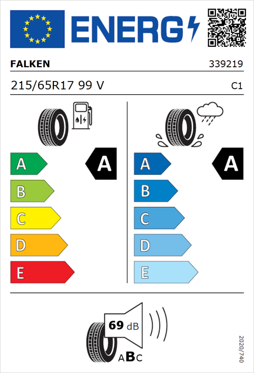 Tyre Label for Falken Ziex ZE914a Ecorun 215/65R17 99V